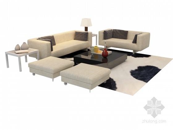 现代风格沙发组合3D模型资料下载-现代风格沙发组合