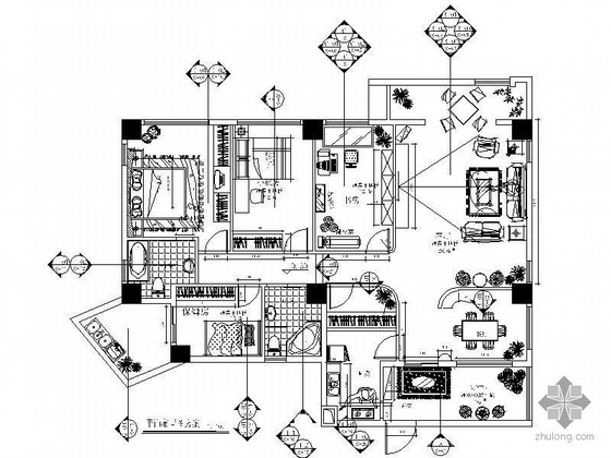 户型室内设计方案图资料下载-现代四居室内设计方案图