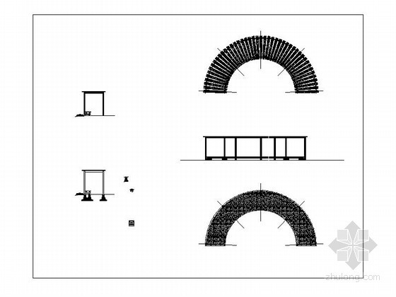 弧形桁架建筑施工图资料下载-弧形构架施工图