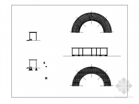景观小品构架资料下载-弧形构架施工图