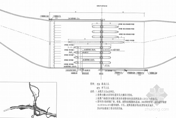 [福建]2015年设计高速公路收费设施（收费系统）施工图162张（知名大院）-收费广场平面布置图 