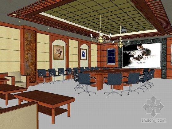 大型会议室建筑施工图资料下载-大型会议室SketchUp模型下载