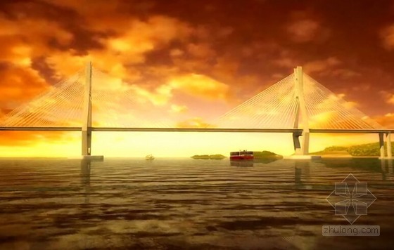 水池绕丝预应力施工动画资料下载-跨海双塔斜拉桥3D动画演示（19分钟）
