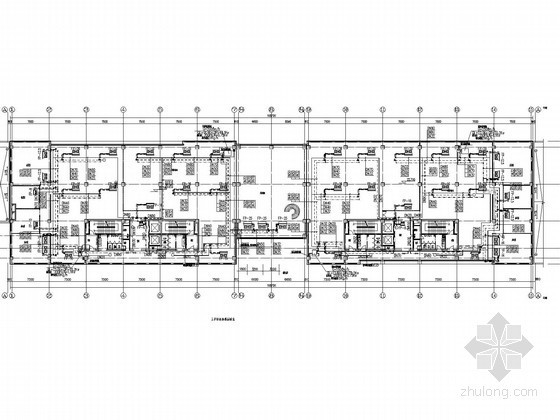[天津]高层研发中心建筑群空调通风及防排烟系统设计施工图（采暖设计）-七层空调水管平面图 