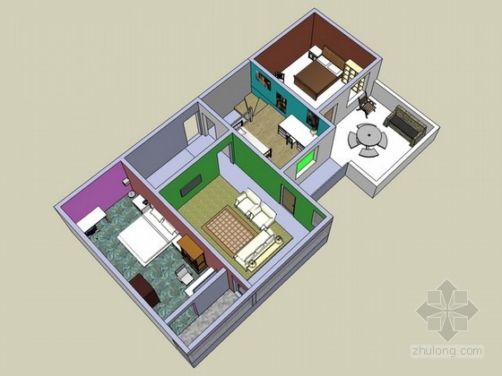 室内家具SketchUp资料下载-室内家装设计sketchup模型下载