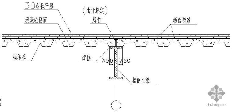 楼面钢结构节点资料下载-某钢结构组合楼面节点构造详图