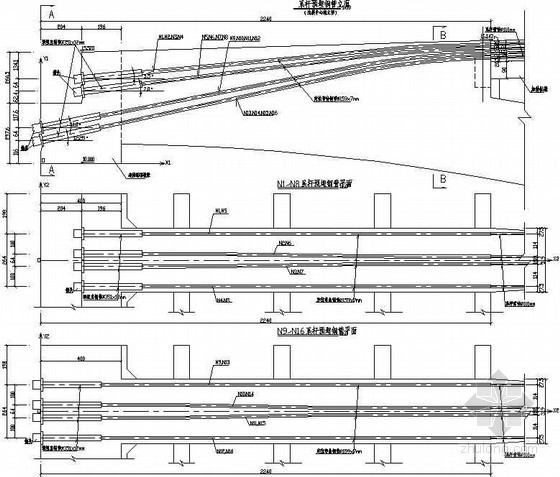 栏杆预埋孔资料下载-380m中承式系杆拱桥边孔系杆预埋钢管构造节点详图设计