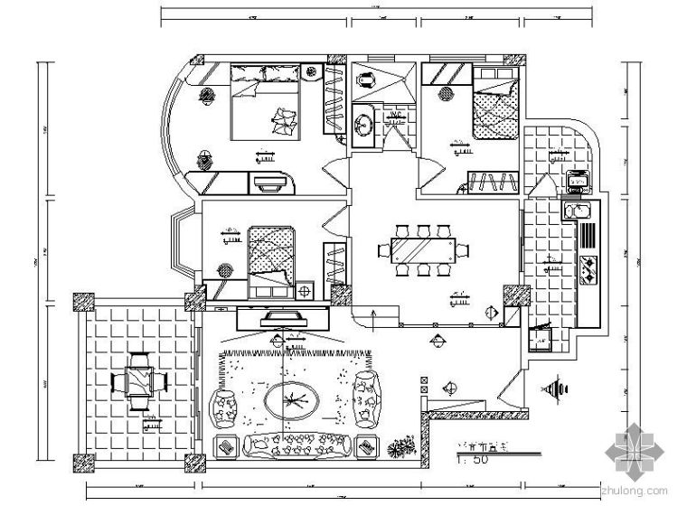 三室两厅室内软装设计方案资料下载-[广东]三室两厅设计方案图