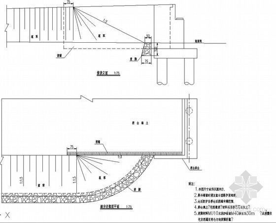 混凝土空心砖护坡设计图资料下载-95m长独塔预应力混凝土斜拉桥桥台锥坡、护坡节点详图设计