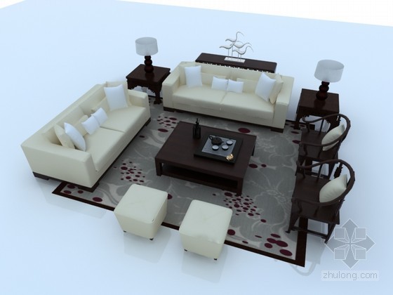 现代中式与法式混搭风资料下载-现代混搭沙发3D模型下载
