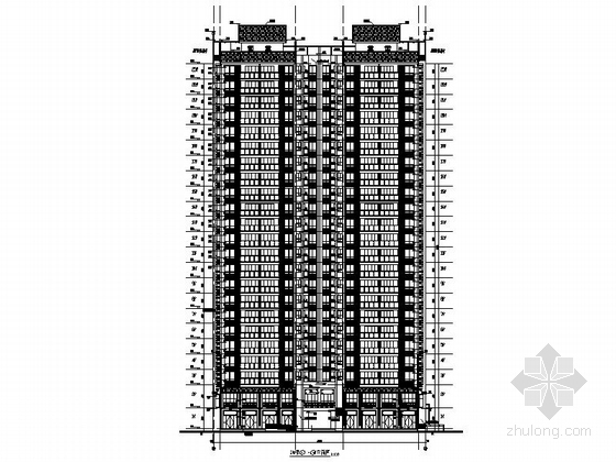 某市23层现代风格独栋住宅建筑施工图-23层现代风格独栋住宅建筑立面图