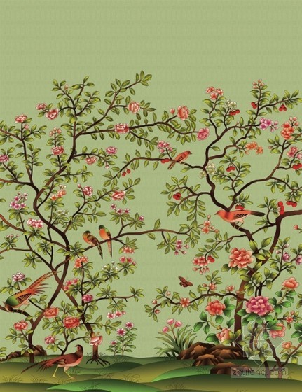 su中式植物资料下载-中式植物花鸟壁纸3d贴图下载
