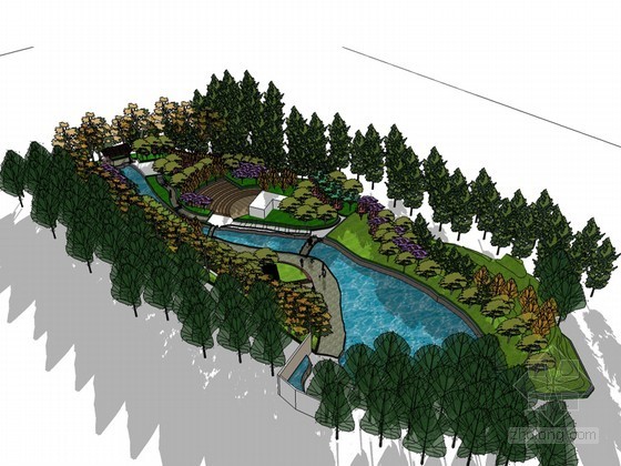 森林公园建设施工方案资料下载-森林公园SketchUp模型下载