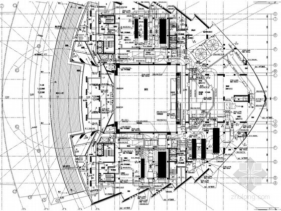 [浙江]大型剧院暖通空调设计施工图纸（著名设计院 座椅送风系统）-空调通风系统平面布置图 