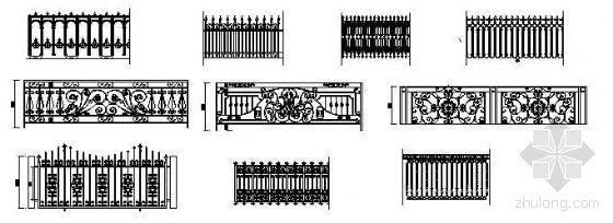 cad护栏图块资料下载-铁艺栏杆图块01