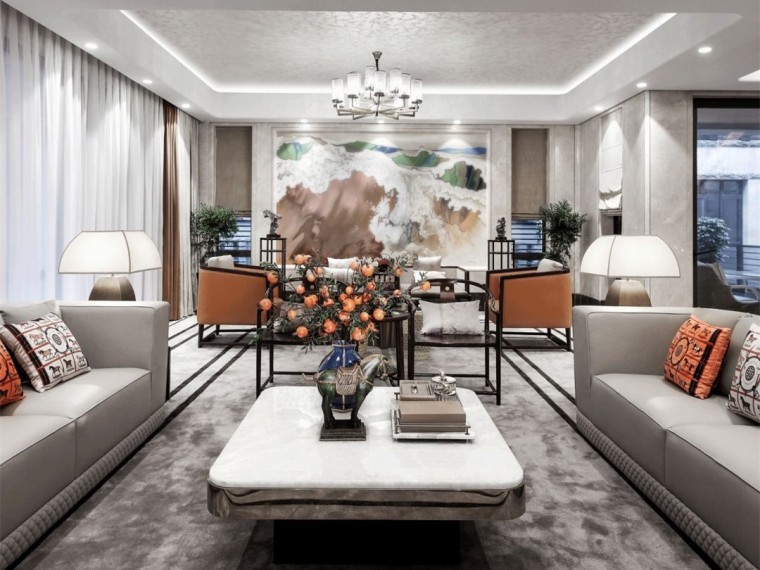 现代沙发椅su资料下载-佛山现代风雅风格的居住空间