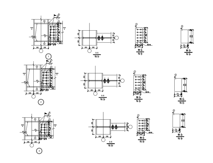 [宁夏]10层钢框架办公楼结构施工图（CAD、35张）-梁柱节点详图