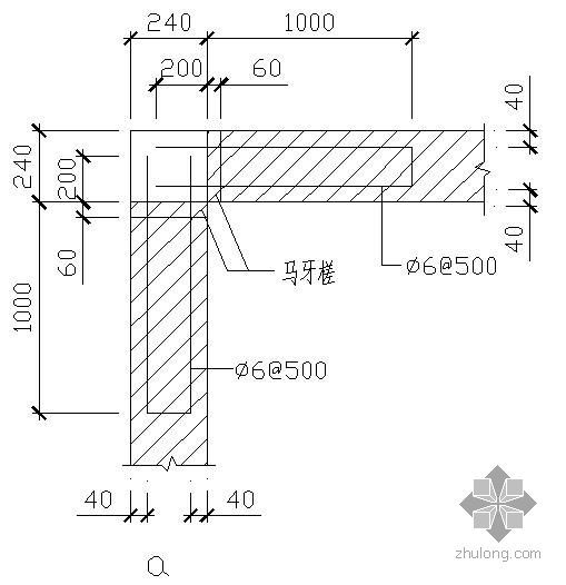 坡屋顶砖房墙身大样资料下载-某内外墙转角及连接大样节点构造详图a