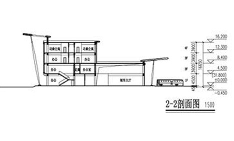 [山东]大型客运中心建筑设计方案文本-客运汽车总站剖面图