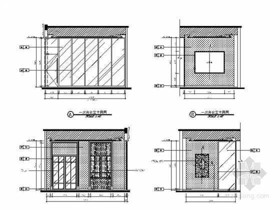 [广东]欧式风格样板房售楼处室内装修CAD施工图（含效果）会议室立面图