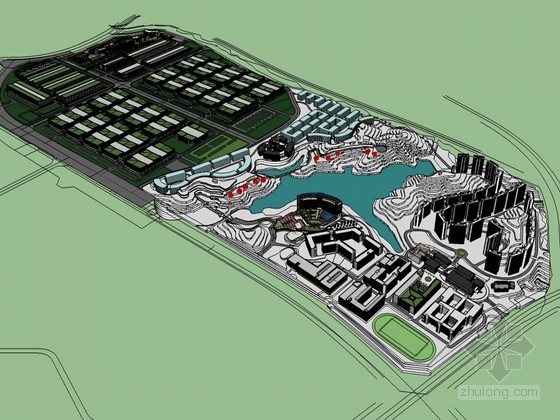 石业产业园规划设计资料下载-产业园总体规划SketchUp模型下载