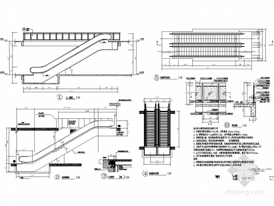 7600平六层底部两层商业网点住宅结构施工图（含建筑图）-自动扶梯大样