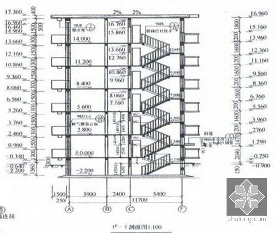 [毕业设计]西安某酒店建筑工程量计算及清单编制实例（附全套图纸81页）-剖面图