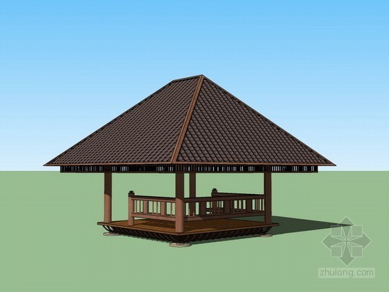 景观亭模型资料下载-泰式景观亭sketchup模型下载