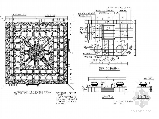 [四川]城市旱喷广场设计施工图-平、立面图 