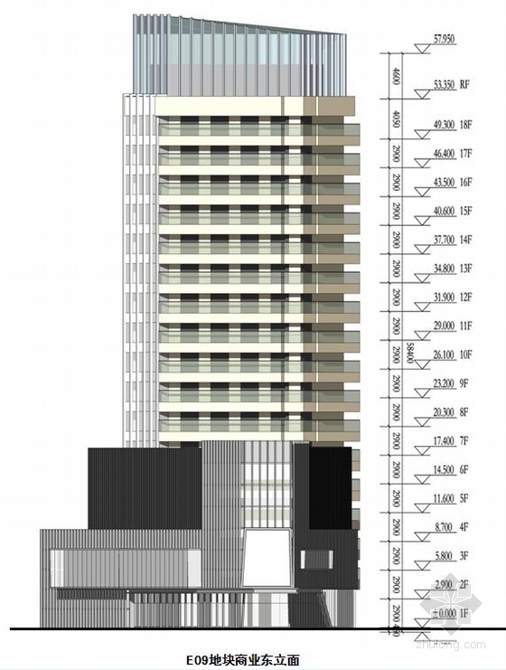 [上海]现代风格高层高级住宅区建筑设计方案文本-现代风格高层高级住宅区建筑立面图