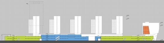 [广东]长廊并排式商业中心建筑设计方案文本-长廊并排式商业中心建筑设计剖面图