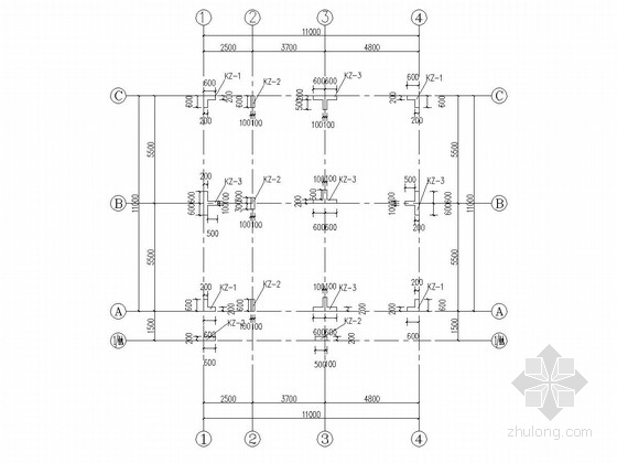 地下三层板柱结构地下车库结构施工图-车库负二层预应力配筋图 