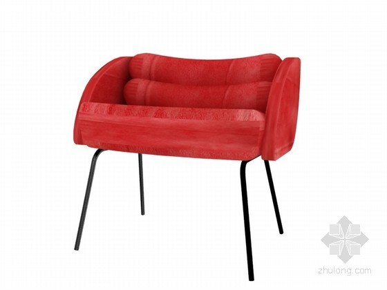 休闲接待沙发资料下载-红色休闲沙发3D模型下载