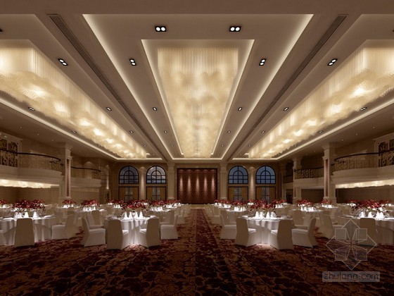 餐厅大厅3d模型资料下载-酒店用餐大厅3d模型下载