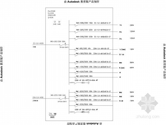 [成都]快捷酒店装修电气图纸（含给排水）-总配电柜系统图 