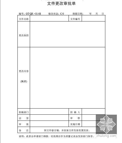 [标杆]房地产集团全套工程管理制度及流程表格大全(共349页)-文件更改审批单