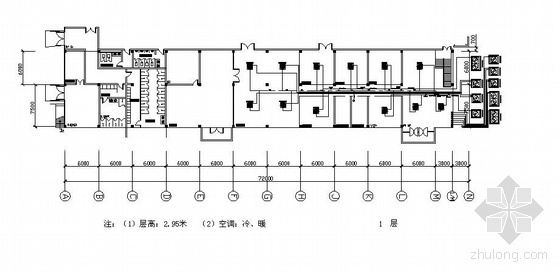 小型办公楼CAD平面图资料下载-某汽车部件公司办公楼空调平面图