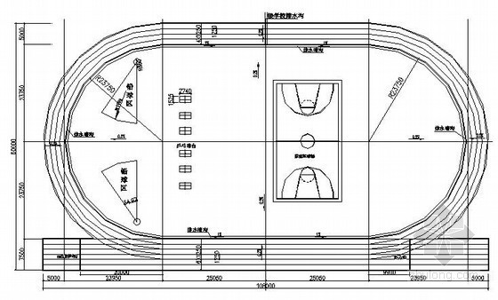 高中篮球场及运动场资料下载-运动场总平面图及节点详图