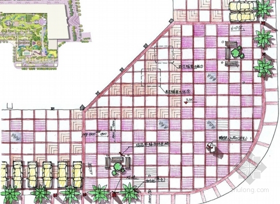 [国外]居住区道路铺装扩初设计方案-平面大样图