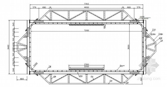 跨长江大桥工程13m～32m墩身施工组织设计附CAD（含计算书）-墩身变截面段模板平面图（顶部） 