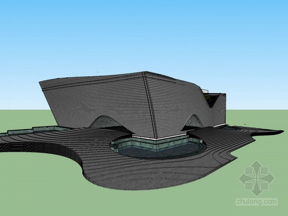 音乐厅CAD平面图资料下载-音乐学院音乐厅建筑sketchup模型下载