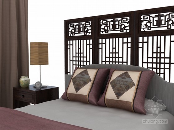 中式双人床资料下载-中式家具组合