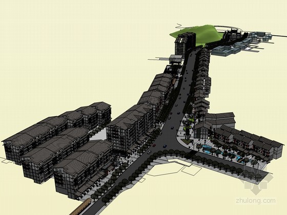 八号地块商业街资料下载-商业街建筑SketchUp模型下载