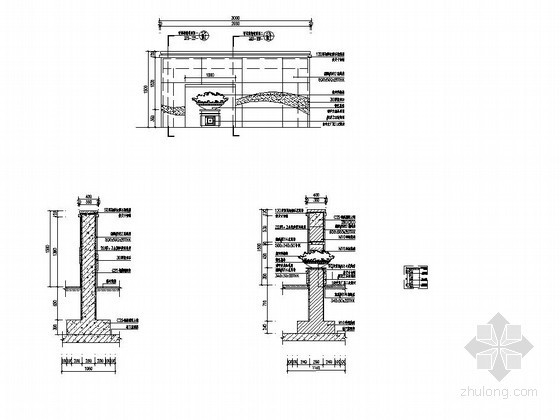 乡村改造景墙施工图资料下载-小型景墙施工图