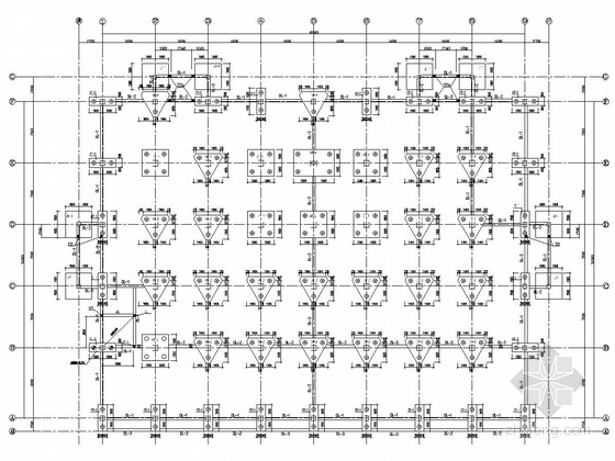 [山东]五层框架结构医药公司公用工程楼建筑结构施工图-承台平面布置图 