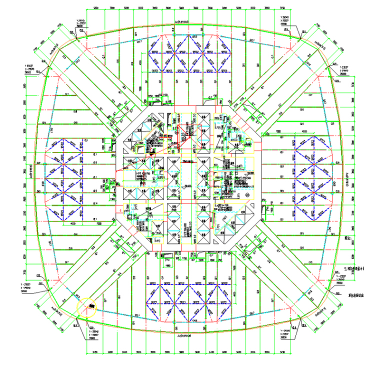 超高层办公楼工程地下大体积混凝土施工方案（53页）-塔楼地上结构平面图