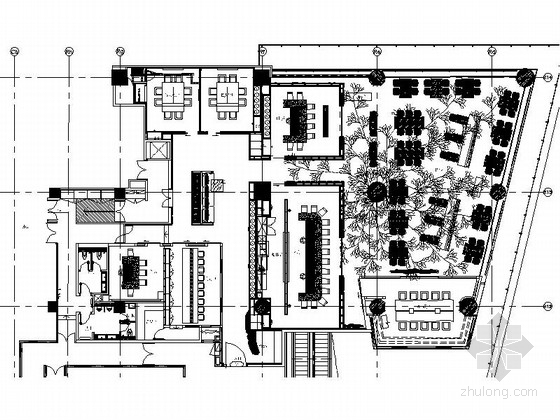 商场地面布置图资料下载-[北京]商务中心区商场日餐厅设计装修图（含实景）