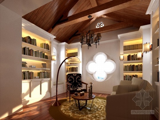 居室书房3D模型资料下载-舒适书房3D模型下载