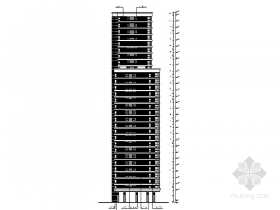 [上海]33层现代风格住宅楼施工图（含效果图）-33层现代风格住宅楼立面图