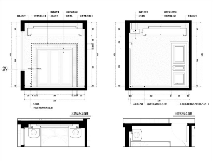 星海湾家装设计完整施工图及高清效果图-客房立面图